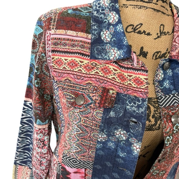 Desigual Cotton Pakaian Jadi Wanita Jacket Patchwork Chambray Size 44/L - Picture 6 of 9